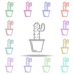 Poster - cactus carnegy in pot outline icon. Elements of Flower in multi color style icons. Simple icon for websites, web design, mobile app, info graphics