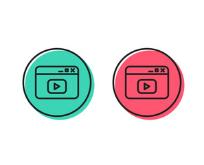 Poster - Browser Window line icon. Video content sign. Internet page symbol. Positive and negative circle buttons concept. Good or bad symbols. Video content Vector