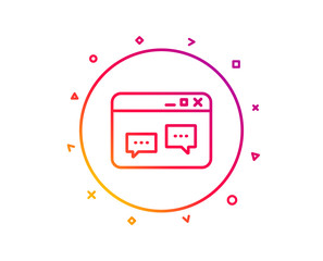 Poster - Browser Window line icon. Chat speech bubbles sign. Internet page symbol. Gradient pattern line button. Browser Window icon design. Geometric shapes. Vector