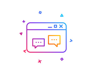 Poster - Browser Window line icon. Chat speech bubbles sign. Internet page symbol. Gradient line button. Browser Window icon design. Colorful geometric shapes. Vector