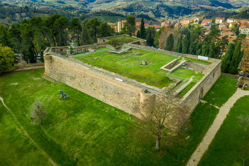 Wall Mural - Aerial view of the Albornoz fortress at the popular tourist destination world heritage site of Urbino in the Marche region Italy