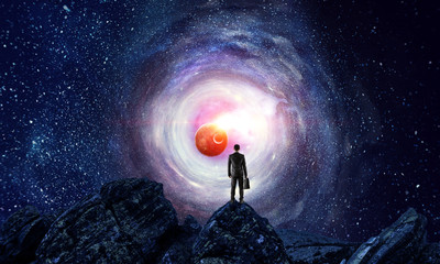 Wall Mural - businessman and cosmos concept