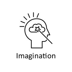 Aufkleber - Human, cloud, magic wand in mind icon. Element of human mind with name icon. Thin line icon for website design and development, app development. Premium icon