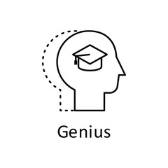 Poster - Human, academic cap in mind icon. Element of human mind with name icon. Thin line icon for website design and development, app development. Premium icon