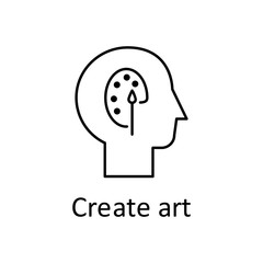 Aufkleber - Human, palette, brush in mind icon. Element of human mind with name icon. Thin line icon for website design and development, app development. Premium icon