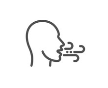 Breathing Line Icon. Breath Difficulties Sign. Respiration Problems Symbol. Quality Design Flat App Element. Editable Stroke Breathing Exercise Icon. Vector