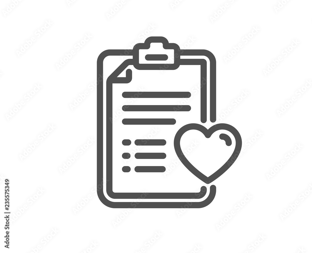 Medical survey line icon. Hospital patient history sign. Quality design flat app element. Editable stroke Patient history icon. Vector - obrazy, fototapety, plakaty 