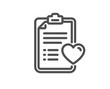 Medical survey line icon. Hospital patient history sign. Quality design flat app element. Editable stroke Patient history icon. Vector