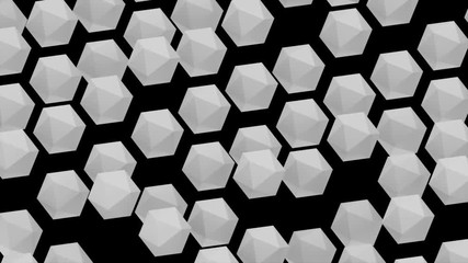 Aufkleber - Many abstract isometric icosahedrons, modern computer generated 3D rendering background