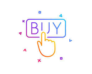 Fototapete - Click to Buy line icon. Online Shopping sign. E-commerce processing symbol. Gradient line button. Buying icon design. Colorful geometric shapes. Vector