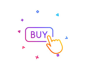 Fototapete - Click to Buy line icon. Online Shopping sign. E-commerce processing symbol. Gradient line button. Buy button icon design. Colorful geometric shapes. Vector