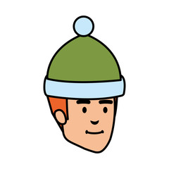 Sticker - young man head with winter hat