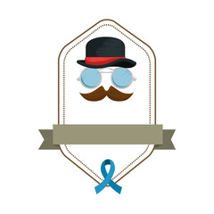 Canvas Print - top hat with mustache and glasses hipster frame