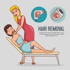 Poster - woman body with hair removal icons