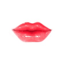 Red Glossy And Shiny Lips Isolated On White