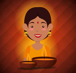 Poster - happy diwali festival of lights with candles