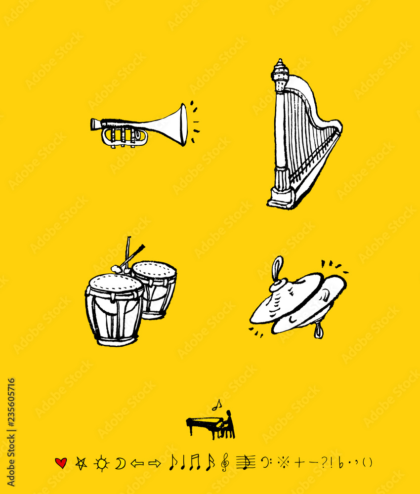 음악회 포스터 / 손으로 그린 음악 일러스트 Stock Vector | Adobe Stock