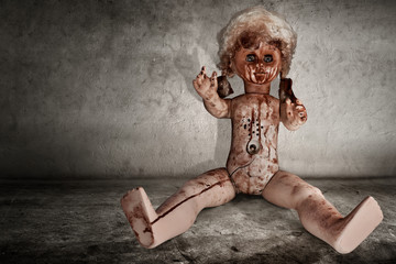 Scary bloody doll