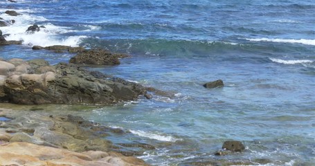 Sticker - Foaming and splashing wave in the Ocean, Sunny Day in Chaojing Park, Keelung City Taiwan