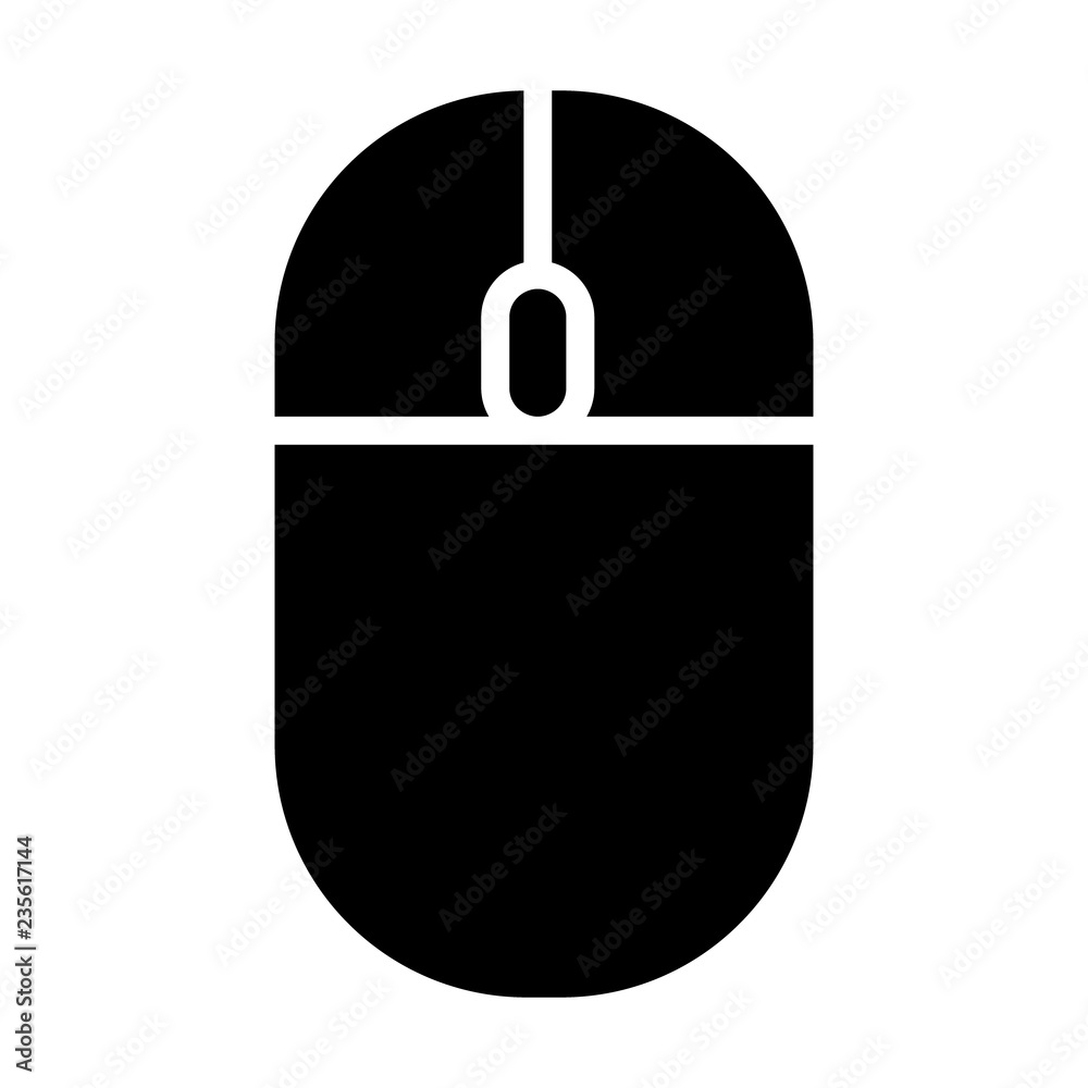 Wireless computer mouse with scroll wheel flat vector icon for apps and ...
