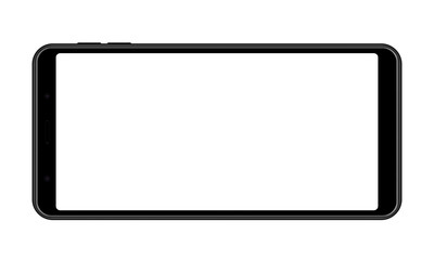 Wall Mural - Cellphone with blank screen - horizontal front view. Telephone isolated on white background. Vector illustration