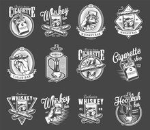 Vintage Monochrome Gentleman Bar Logos Set