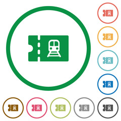 Poster - Railroad discount coupon flat icons with outlines