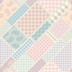 Poster - Patchwork textile pattern. Seamless quilting design background.