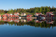 Red sweden houses in trysunda Island, Högakusten, northernn Sweden