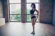 © deagreez - Fitness model with perfect athletic figure. Profile side view of