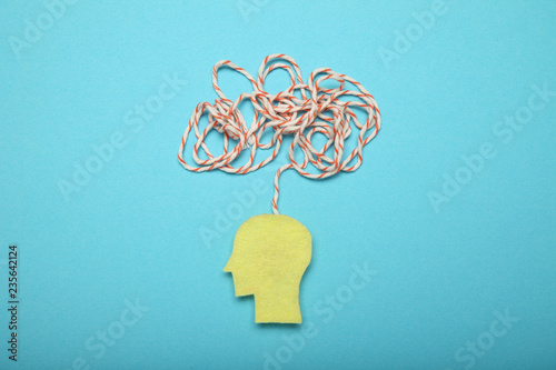 Fotomural Confused memory, remember mind. Puzzled chaos. Person amnesia.