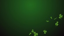 Saint Patrick's Day Background. Clover Leaves Over Dark Green Background