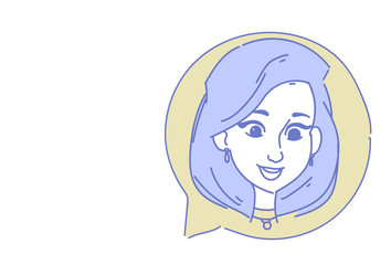 Poster - female head chat bubble profile icon woman avatar support service call center concept sketch doodle 