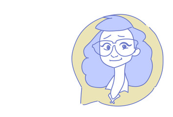 Poster - female head chat bubble profile icon woman avatar support service call center concept sketch doodle 