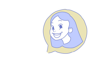 Poster - female head chat bubble profile icon woman avatar support service call center concept sketch doodle 