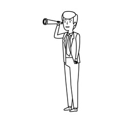 Sticker - elegant businessman with telescope