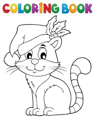 Poster - Coloring book Christmas cat theme 2