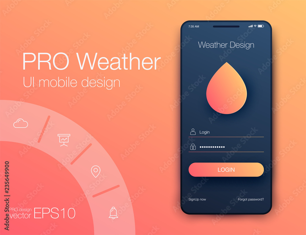 Weather Forecast App Ux Ui Design. Stock vector Stock Vector | Adobe Stock