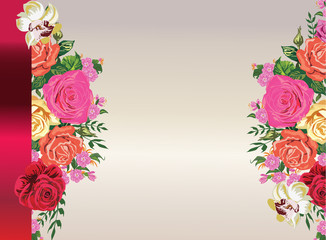 design with two strips decorated by rose flowers