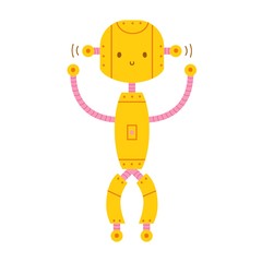 Aufkleber - Cute adorable smiling robot isolated on white background
