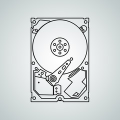 Wall Mural - hard drive icon vector illustration Linear symbol