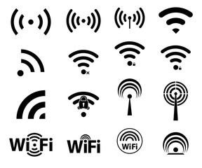 Poster - Black set wi-fi icons. wifi signal strength