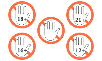 Poster - Age Restriction Signs Adults. Limit age icon set Vector.