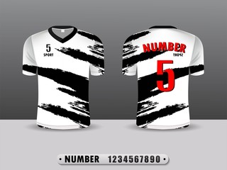 Wall Mural - White and balck football club t-shirt sport  template design. Inspired by the abstract. Front and back view. Vector Illustration EPS10.