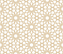 Seamless Gold Oriental Pattern. Islamic Background. Arabic Linear Texture. Vector Illustration.