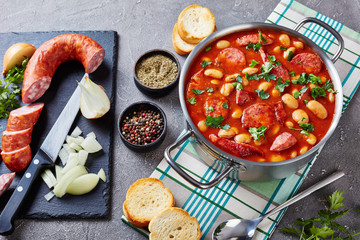 Poster - beans stew with sausages, herbs and spices