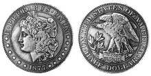 1877 Morgan Silver Half Dollar Coin