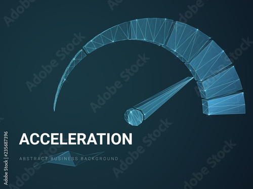 Fotomural Abstract modern business background vector depicting acceleration with stars and lines in shape of a speedometer on blue background