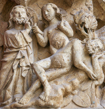 Creation of Eve - Sculpture at Amiens Cathedral