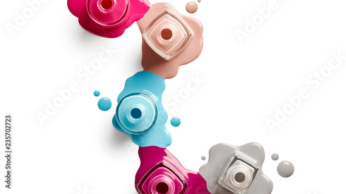 Cuadros en Lienzo Spilled nail polish isolated on white background